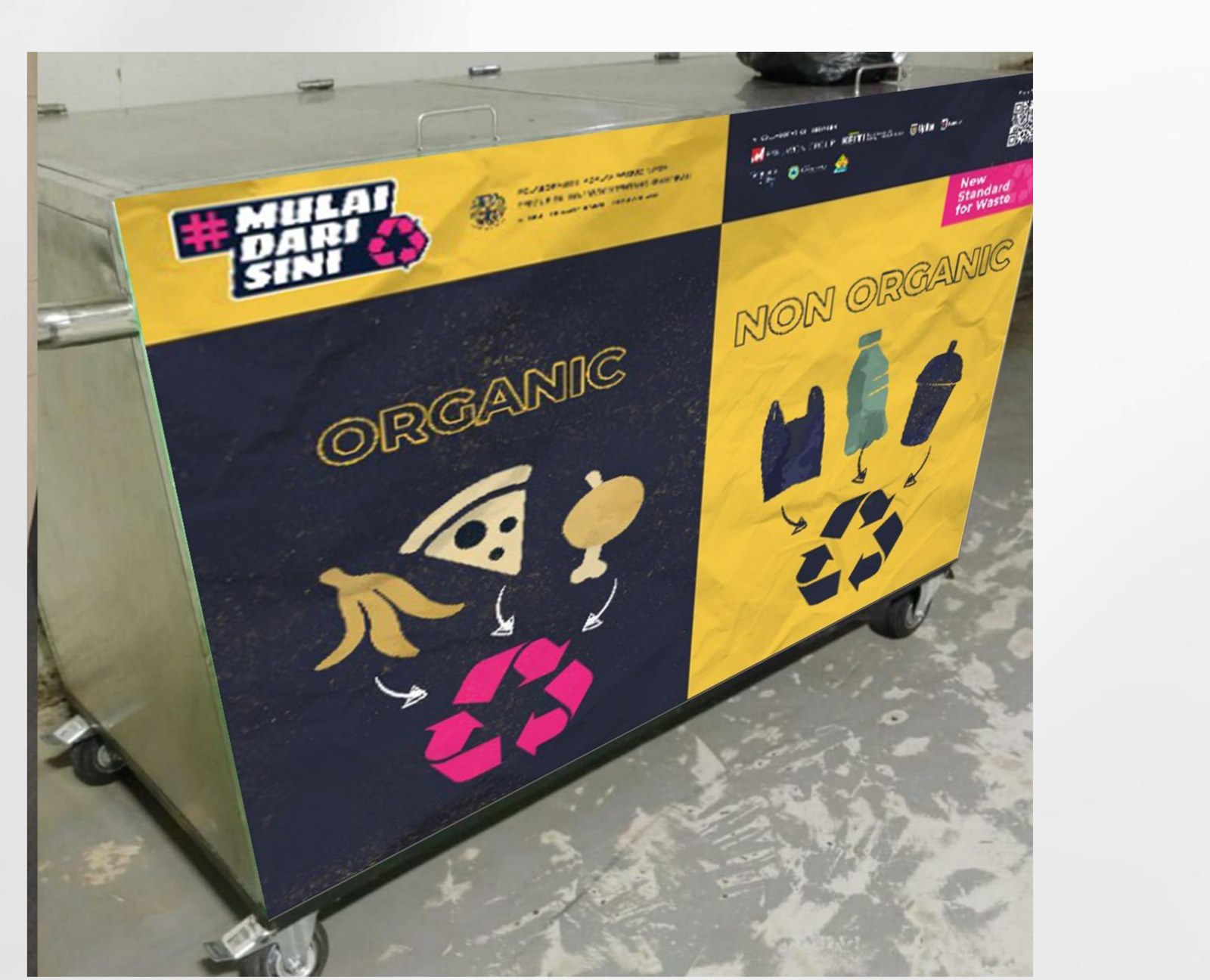 Mulai Dari Sini organic / non-organic branded waste trolley deployed at Pakuwon malls